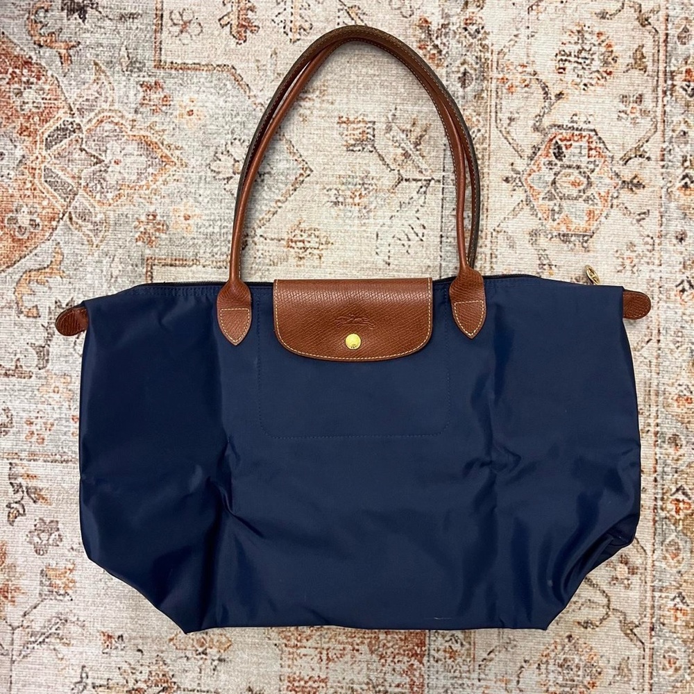 Longchamp La Pliage Original L Tote navy blue Classic preppy style tote bag